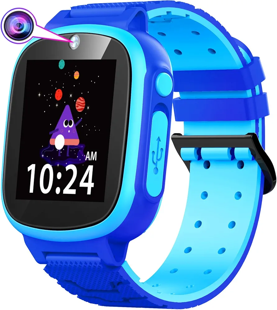 Kids Smart Watch for Boys 3-12, Upgrade Educational Learning Toys Birthday Gift, HD Touchscreen Kids Watch with Alarm Calendar Games Camera Video Music for Kids 3 4 5 6 7 8 9 10 (Blue)