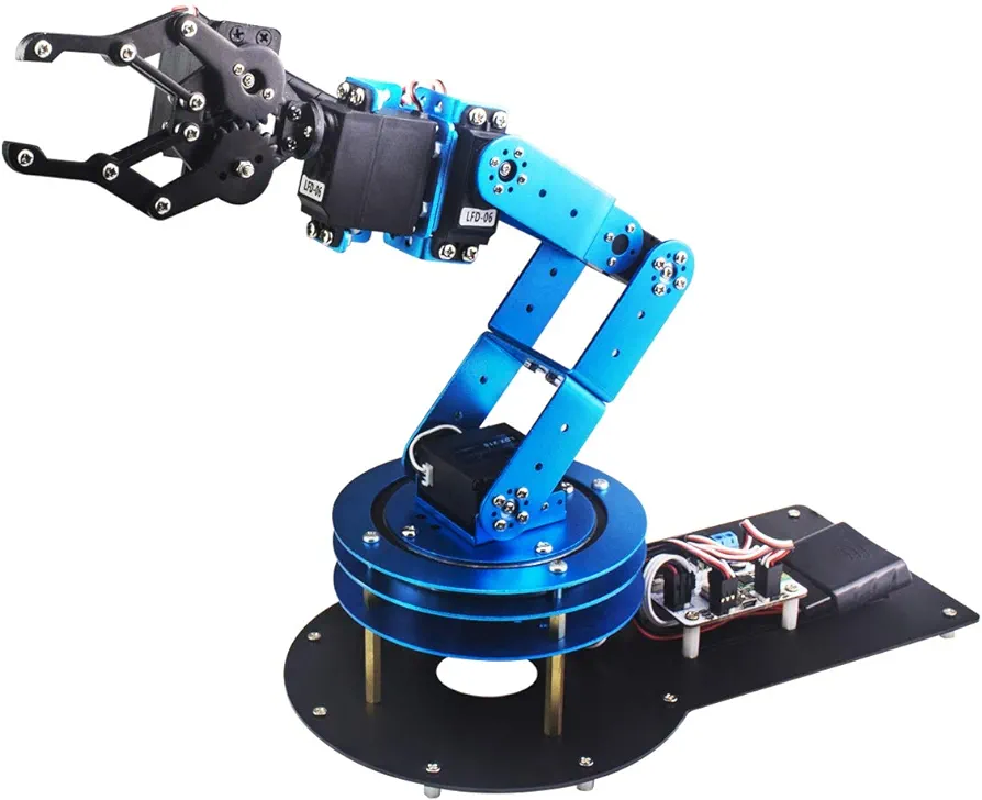 Robotic Arm Kit 6DOF Programming Robot Arm with 5 Servo, Handle, Mechanical Claw and More, PC software APP control with Tutorial