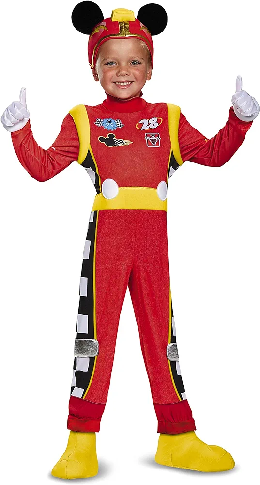 Disguise Disney Mickey Mouse Roadster Racer Deluxe Toddler Boys' Costume Multicolor, M (3T-4T)