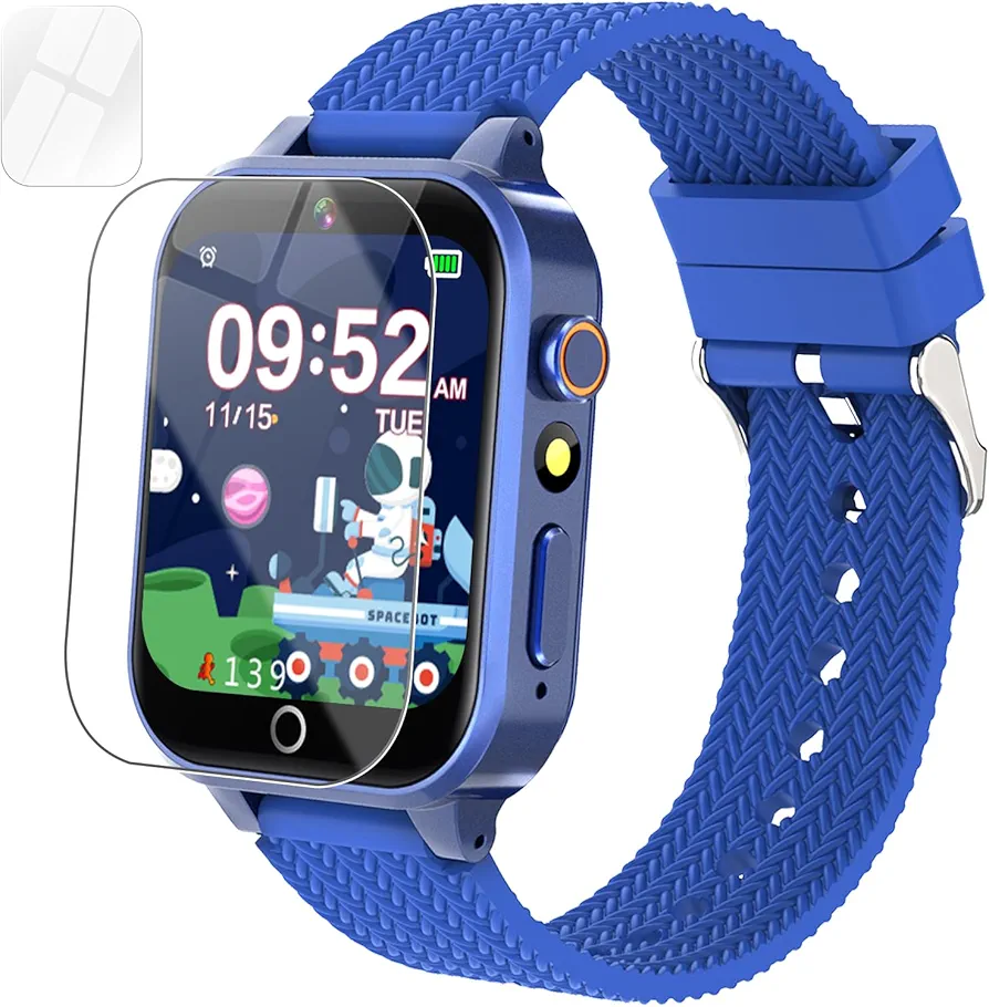 Boys Smart Watch for Kids with 2 Screen Protector 1.5'' Touch Screen 26 Games Audiobook Learn Card HD Camera Video Pedometer Alarm Clock Wristwatch Learning Toy Fun Educational Birthday Gifts (Blue)