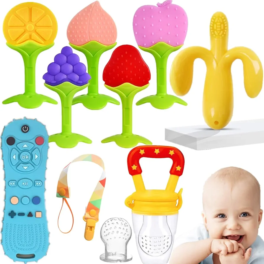 Baby Teething Toys, Freezer BPA Free Silicone Baby Teether Chew Toys, Baby Gifts for Girls Boys- Newborn Infant Toys