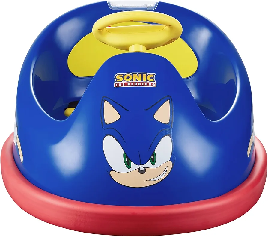 Sonic The Hedgehog Bumper Car for Kids, 2 Speed Electric Vehicle, Toddler Bumper Car with Remote Control and 360 Degree Turning, 6V Motor, LED Lights, Gifts for Toddlers, Large