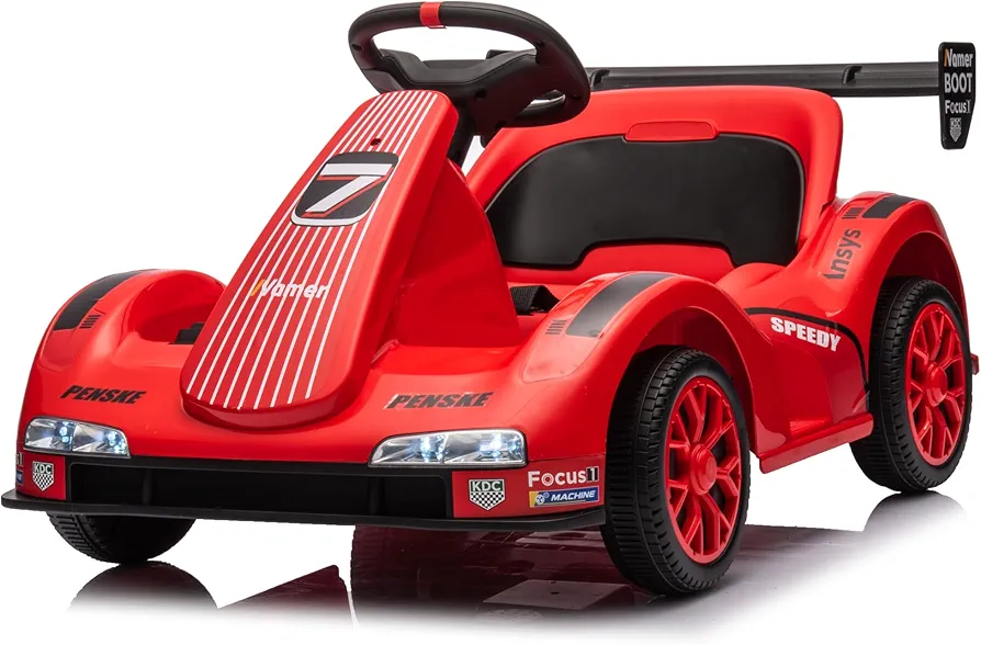 Electric Go Kart for Kids, 12V Battery Powered Drift Kart,4 Wheeler Pedal Car for Boys Girls, Dual Drive Ride on Car Toys for Toddlers Kids 4-8 w/Parent Remote Control,3-point Safety Belt - Red