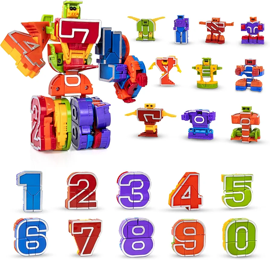 Lydaz Number Bots Toys for Kids, Number Robots Block, Preschool Learning Activities Games Toys, Toddlers Education Math Autism STEM Toys, Classroom Birthday Gifts for Boys 3 4 5 Years Old