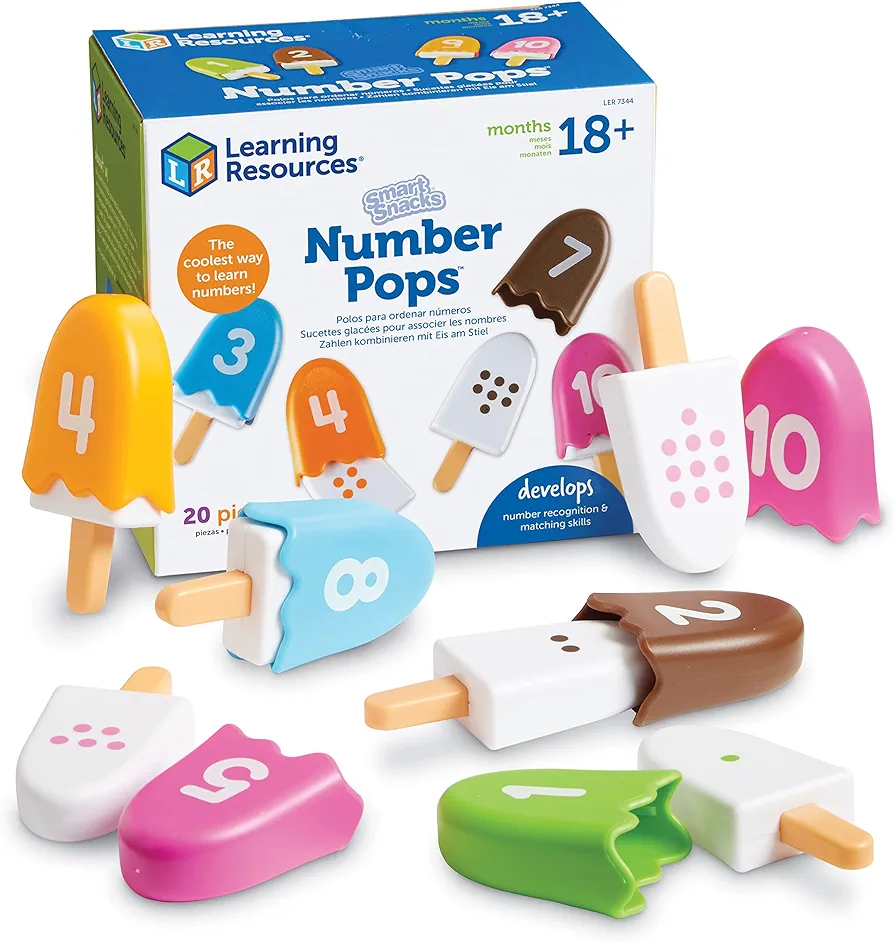 Learning Resources Smart Snacks Number Pops - 20 Pieces, Ages 2+,Toddler Number Learning Toys, Preschool Math Games, Fine Motor Toys, Numbers for Kids