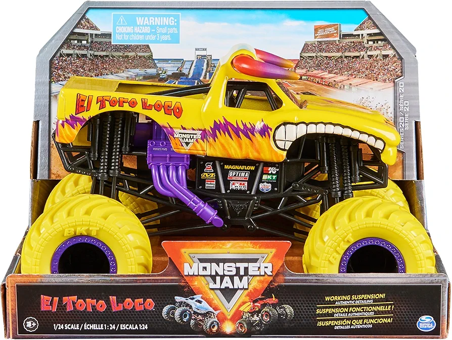 Monster Jam, Official El Toro Loco Monster Truck, Collector Die-Cast Vehicle, 1:24 Scale, Kids Toys for Boys and Girls Ages 3 and up