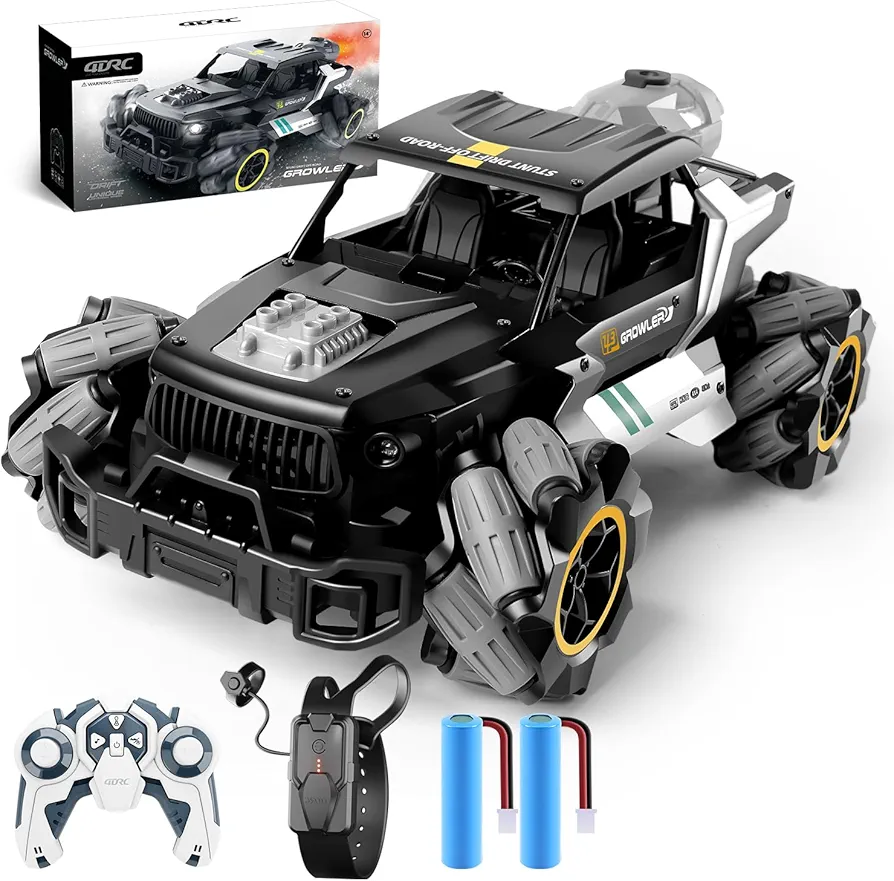 4DRC Y3 RC Cars Remote Control Car, Off Road Monster Truck,Metal Shell 4WD Dual Motors LED Headlight Rock Crawler,2.4Ghz All Terrain Hobby Truck,Boy Adult Gifts with 2 Batteries for 90 Min Play