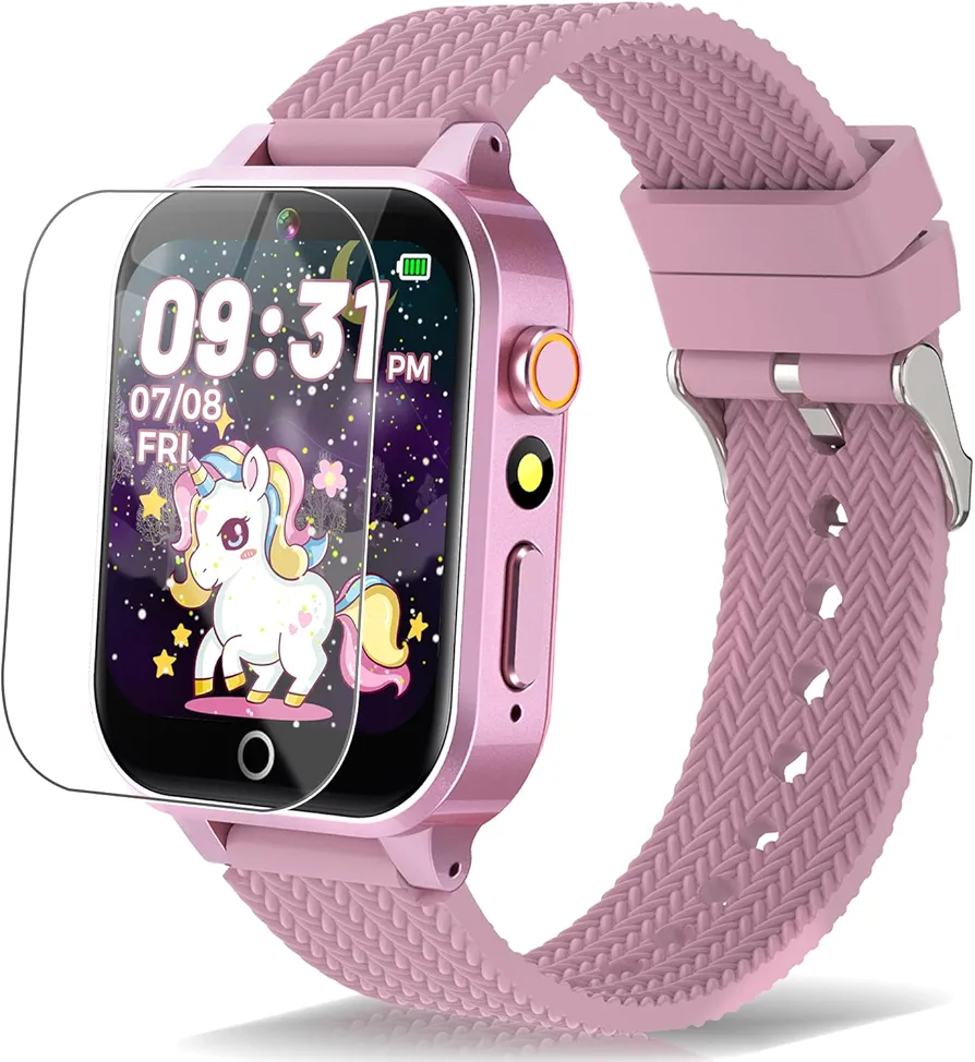 Kids Smart Watch for Girls Age 5-12 Toys with 26 Games 2 Screen Protectors HD Touchscreen Video Camera Music Player Pedometer Learn Card Audiobook Toddler Watches Boys Birthday Gifts (Pink)