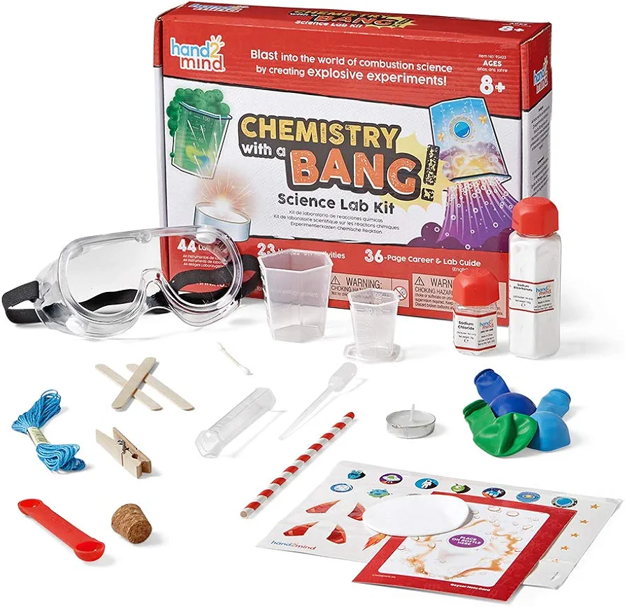 hand2mind Chemistry With A Bang! STEM Kit, Chemistry Set, Make Your Own Lava Lamp, Rocket Crafts For Kids, Kids Color Mixing, Science Lab For Kids, Science Experiments For Kids, 22 Hands-On Activities