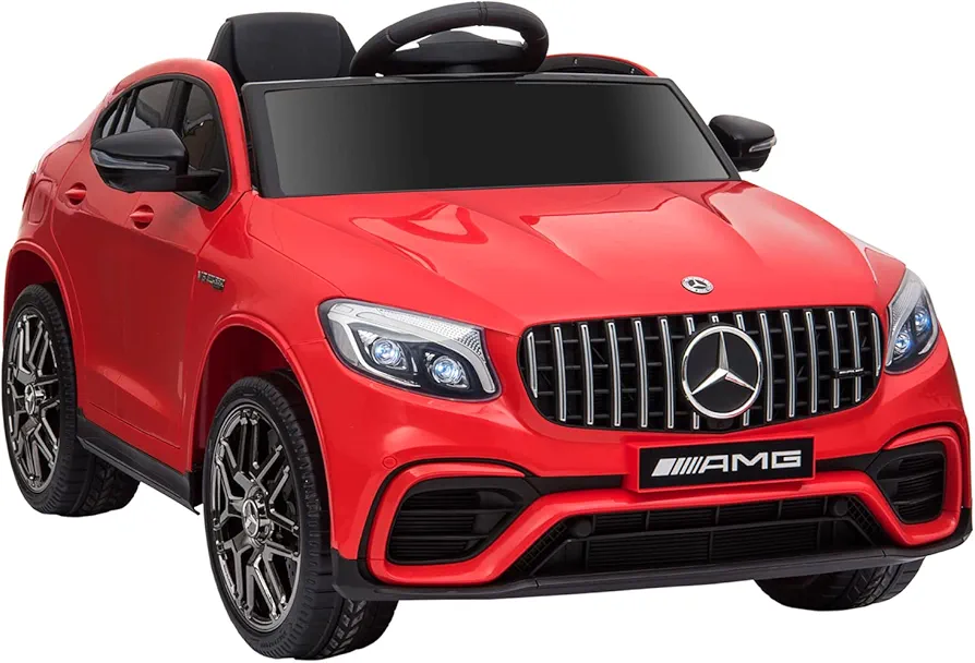 Aosom 12V Toddler Ride On Car with Remote Control, Mercedes Benz AMG GLC63S Coupe, Electric Car with 2 Speed, MP3 Player, Light, Horn, Songs, Suspension, Red