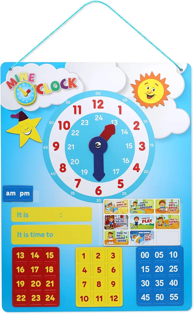 IQ Toys Magnetic Teaching Demonstration Clock, Telling Time Teaching Clock for Kids Learning to Tell Time, Easy to Read Learning Clock Educational Toy for School Classrooms & Homeschool Supplies