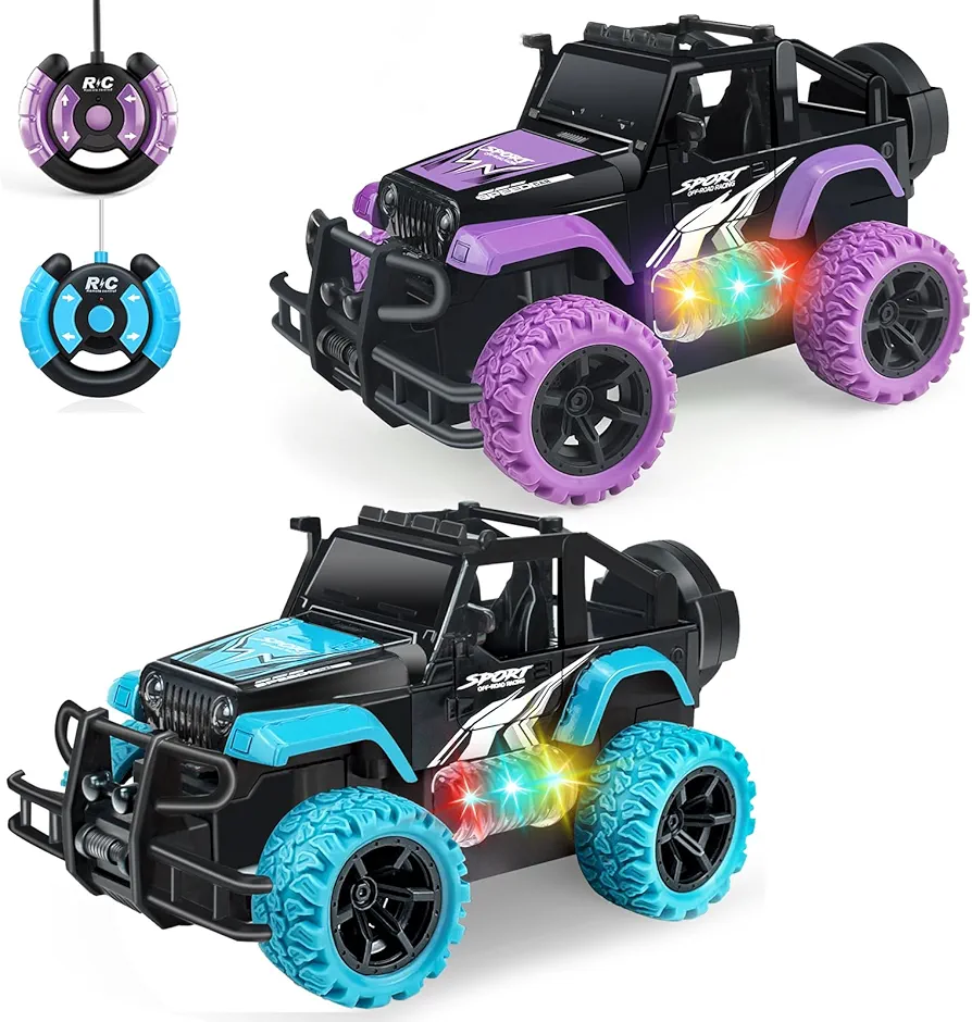 2 Pack Remote Control Car for Girls, Purple and Blue Rc Race Car Toy for Kids 3-5 6 7 8-12 Years