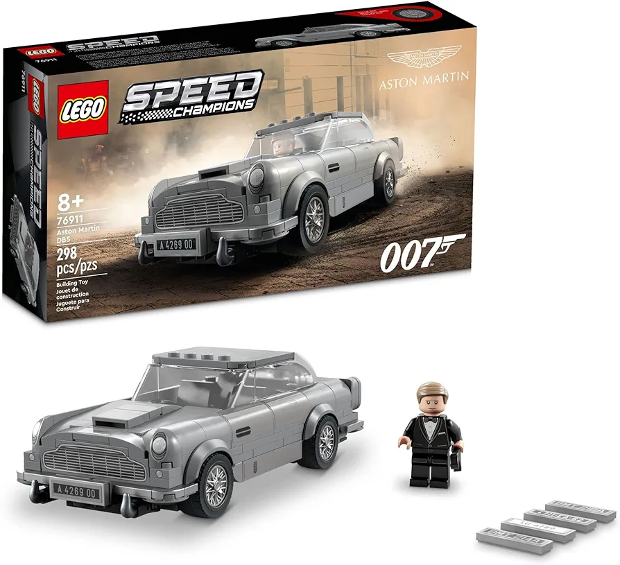 Lego Speed Champions 007 Aston Martin DB5 76911 Building Toy Set Featuring James Bond for Kids, Boys and Girls Ages 8+ (298 Pieces), 10.32 x 5.55 x 2.4 inches