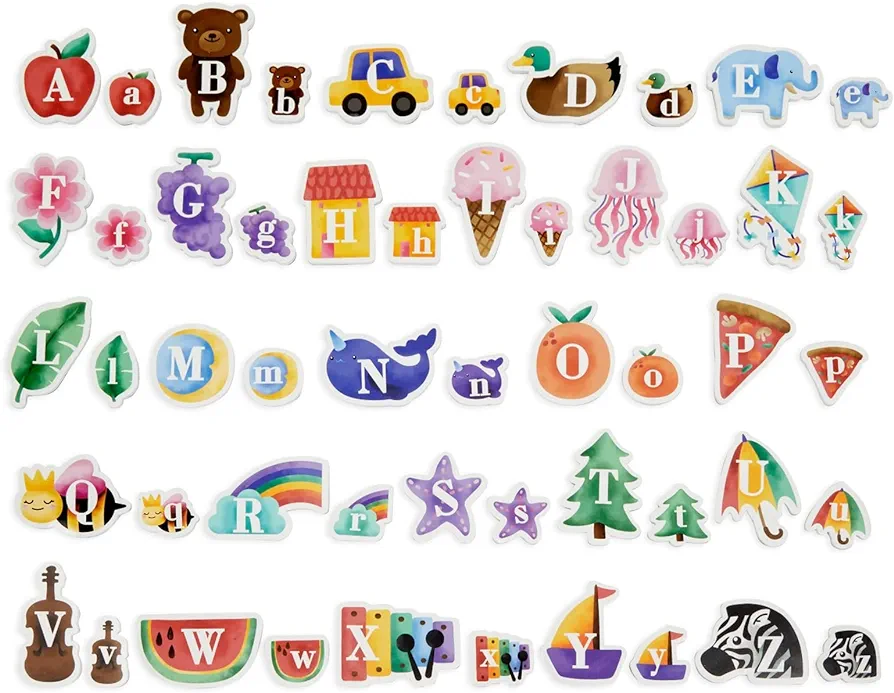 Bright Creations 52 Pieces Alphabet Letter Magnets, Magnetic ABC for Kids Classroom, Preschool, Learning, Education Toy