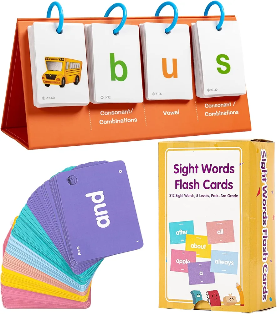 CVC, CVCC & CCVC Word Games, Phonics Games Sight Words Flash Cards, CVC Words Spelling for Kindergarten Classroom, Prek Preschool Phonics Learning Activity