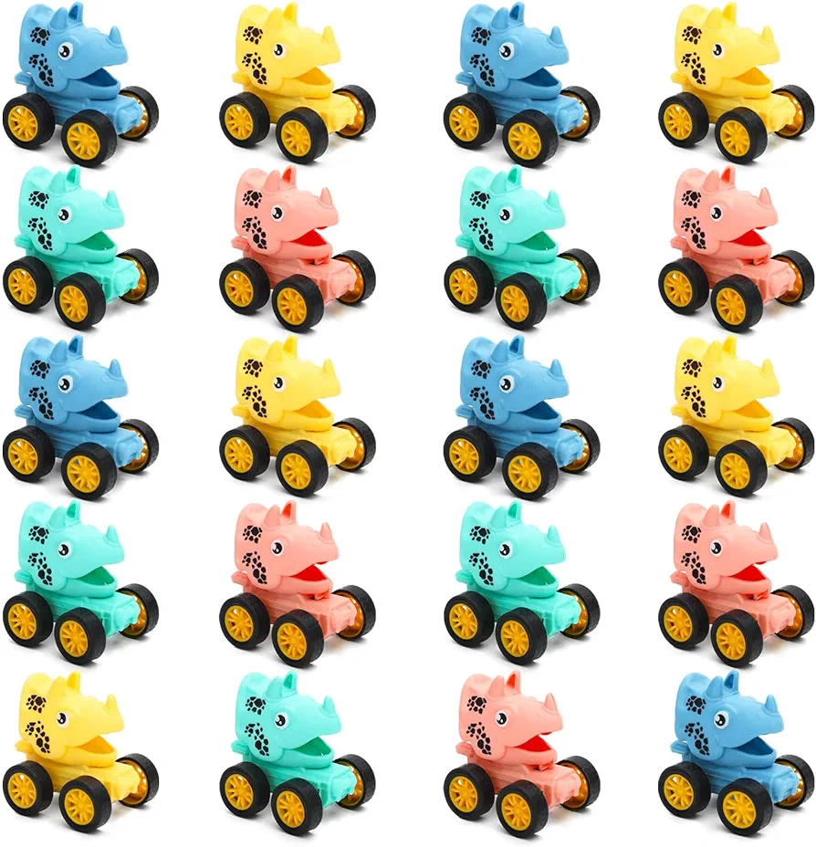 ONEST 20 Pack Mini Car Toys for Toddler Dinosaur Pull Back Cars Toys Children Plastic Racing Vehicles Toys for Baby Boys and Girls