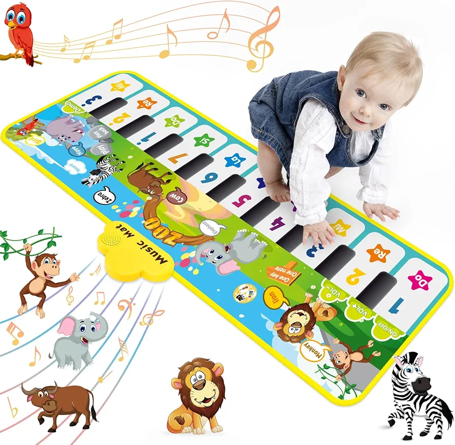 Toddler Piano Mat Toys for 1 Year Old Boy Girl, Baby Musical Floor Piano Mat for Toddlers 1-3, Carpet Touch Keyboard Dance Playmat, Early Education Learning Toy Gift for Kids Infant Age 1 2 3 4