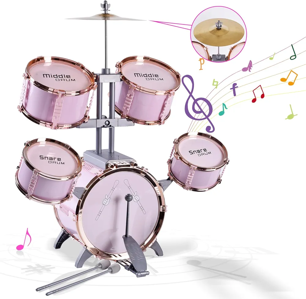 Children's Jazz Drum Set - Children's Educational Instrument Toy Set Rock Jazz Drum Set Percussion Instrument Music Enlightenment Education Toy Suitable for 3-8 Year Old Boys and Girls Gift