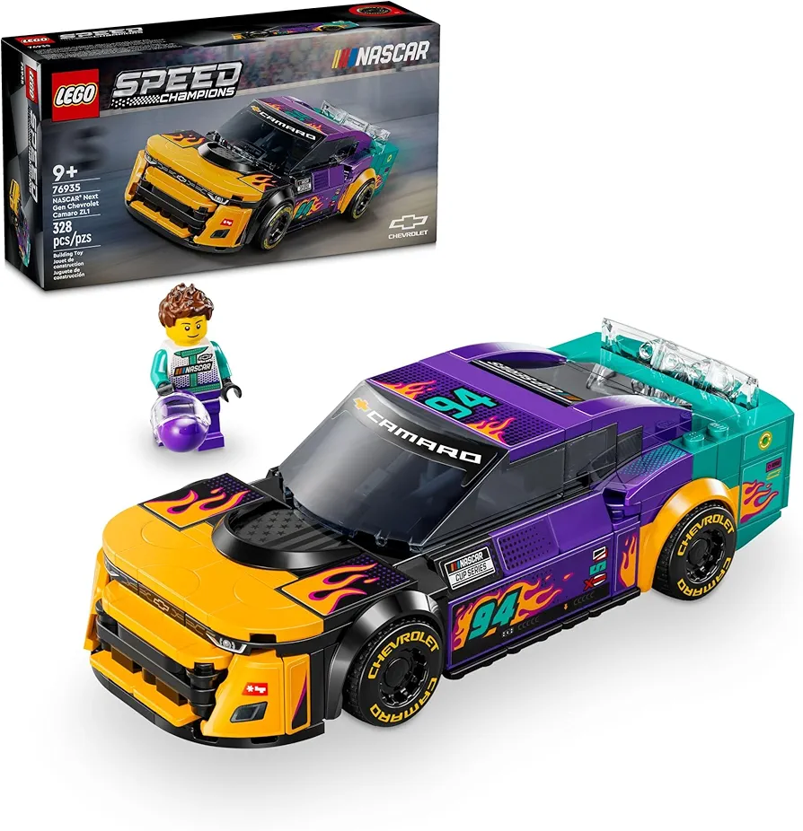 LEGO Speed Champions NASCAR Next Gen Chevrolet Camaro ZL1, Model Racecar Building Set, NASCAR Collectible Racing Toy for Kids Ages 9 and Up, 76935