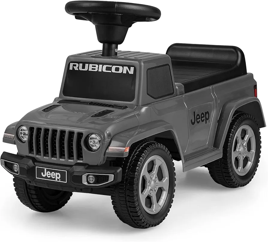 OLAKIDS Ride On Push Car, Licensed Jeep Foot-to-Floor Toddler Sliding Racer with Engine Sound, Horn, Under Seat Storage, Baby Walking Toy Gift for Boys Girls Kids Age 1.5-3 (Gray)