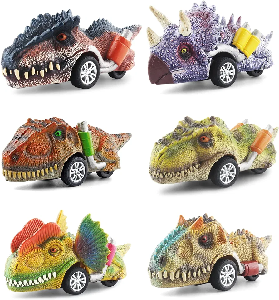 DINOBROS Dinosaur Toys for Kids 3-5, Pull Back Dinosaur Cars for 3 4 5 6 7 Year Old Boys Girls 6 Pack Dino Toys Gifts for Toddlers