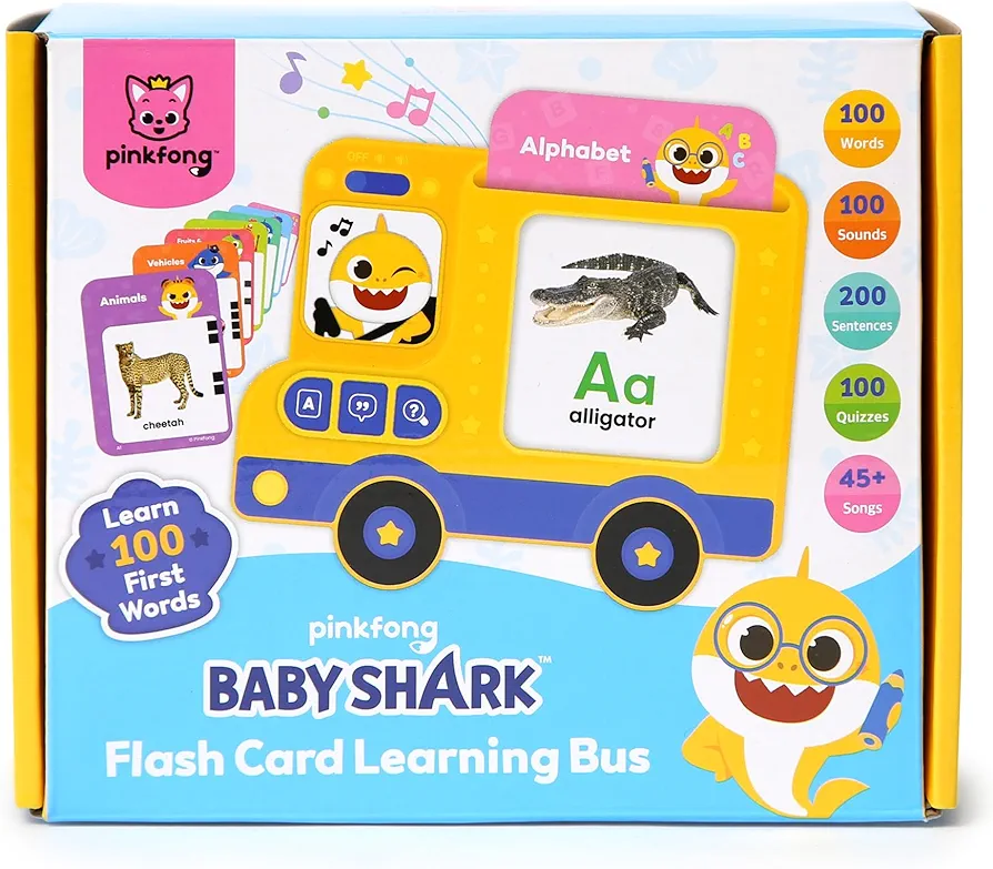 Baby Shark Flash Card Learning BusㅣBaby Shark ToysㅣInteractive Learning Toys for ToddlersㅣLearning & Education Toys