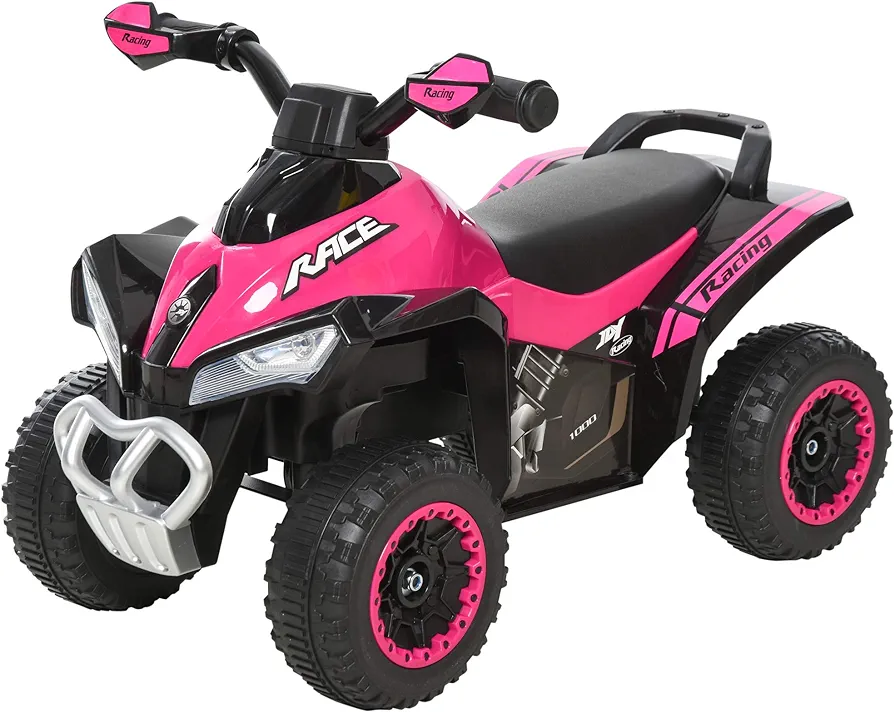 Aosom NO Power Kids Ride On Push Car, Ride Racer, Foot-to-Floor Sliding Car, Walking ATV Toy with Music, Lights, for 1.5-3 Years Old, Pink