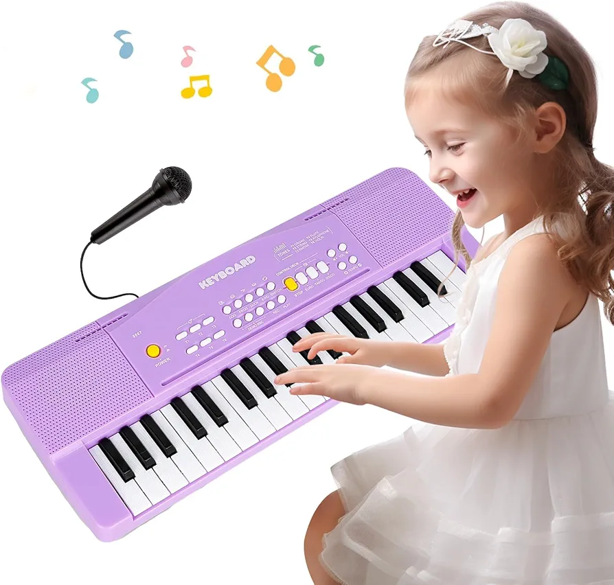 Toy Piano for Kids Piano Keyboard Toys for 3 4 5 6 7 8 Year Old Girls Boys Kids Keyboard Piano for Beginners Electric Piano with Microphone Toys for 3+ Year Old Gifts (Purple)