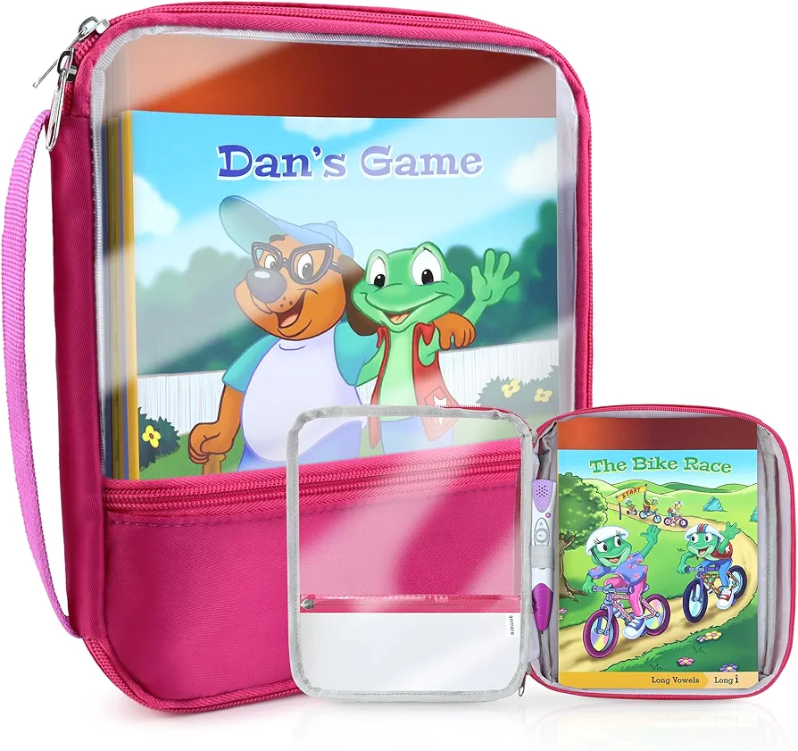 Carrying Bag Compatible with LeapFrog LeapReader System Learn-to-Read 10 Book Mega Pack, Pink