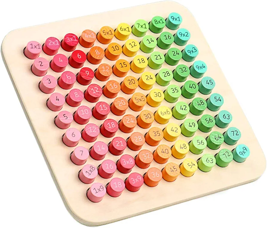 Wooden Montessori Multiplication Board Montessori Preschool Learning Toys Math Keyboard Development and Education Toys Suitable for Children Over 5 Years Old