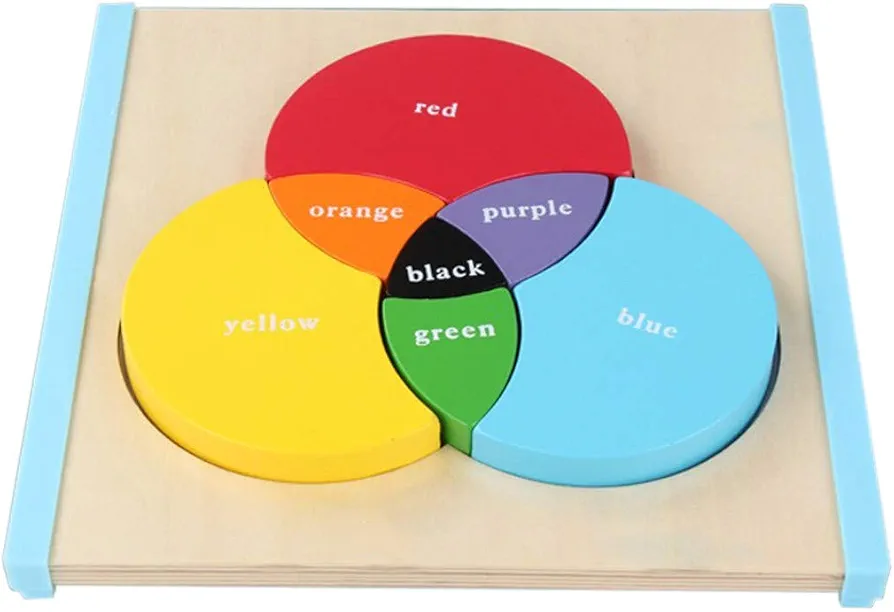 Mfumyy Wooden Montessori Three Primary Color Mixing Learning Board for Kids Educational Learning Toys Color Cognition Toy Color Matching Toy,Medium