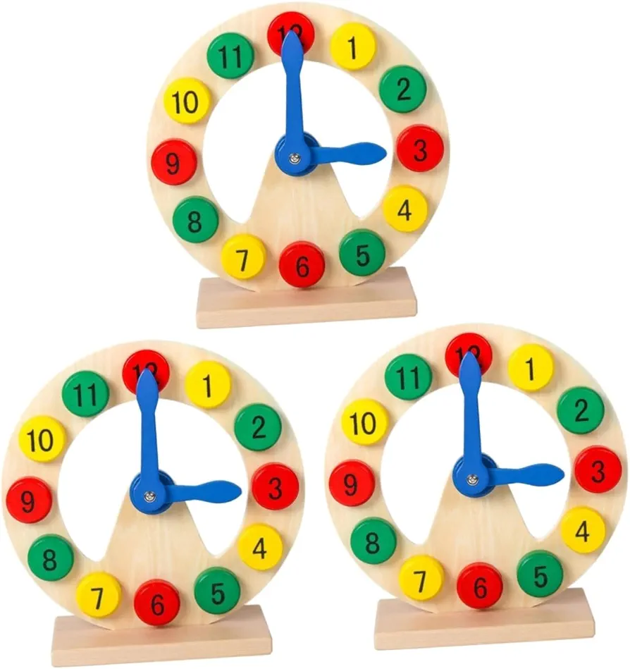 FAVOMOTO 3 Pcs Wooden Digital Clock Practice Clock School Color Sorting Clock Clock Teaching Time Clock Learning Clock Toy How to Tell Time Clock Toys for Colorful Clock Toy