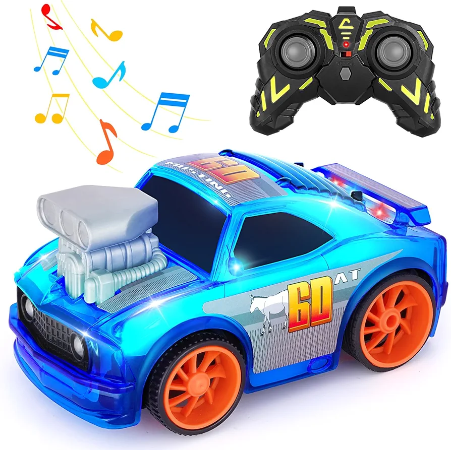 SGILE Remote Control Race Car, 2.4 Ghz Radio Control Car with LED Lights and Music Sound, RC Car Toy for Toddlers Kids Preschoolers Boys Girls Birthday Gift