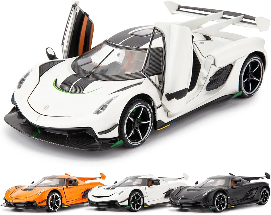 BDTCTK Compatible for 1:24 Koenigsegg Jesko Car Model, Diecast Collectible Pull Back Model Car with Sound and Light, Toy Gift Vehicles for Adults Kids Boys Girls