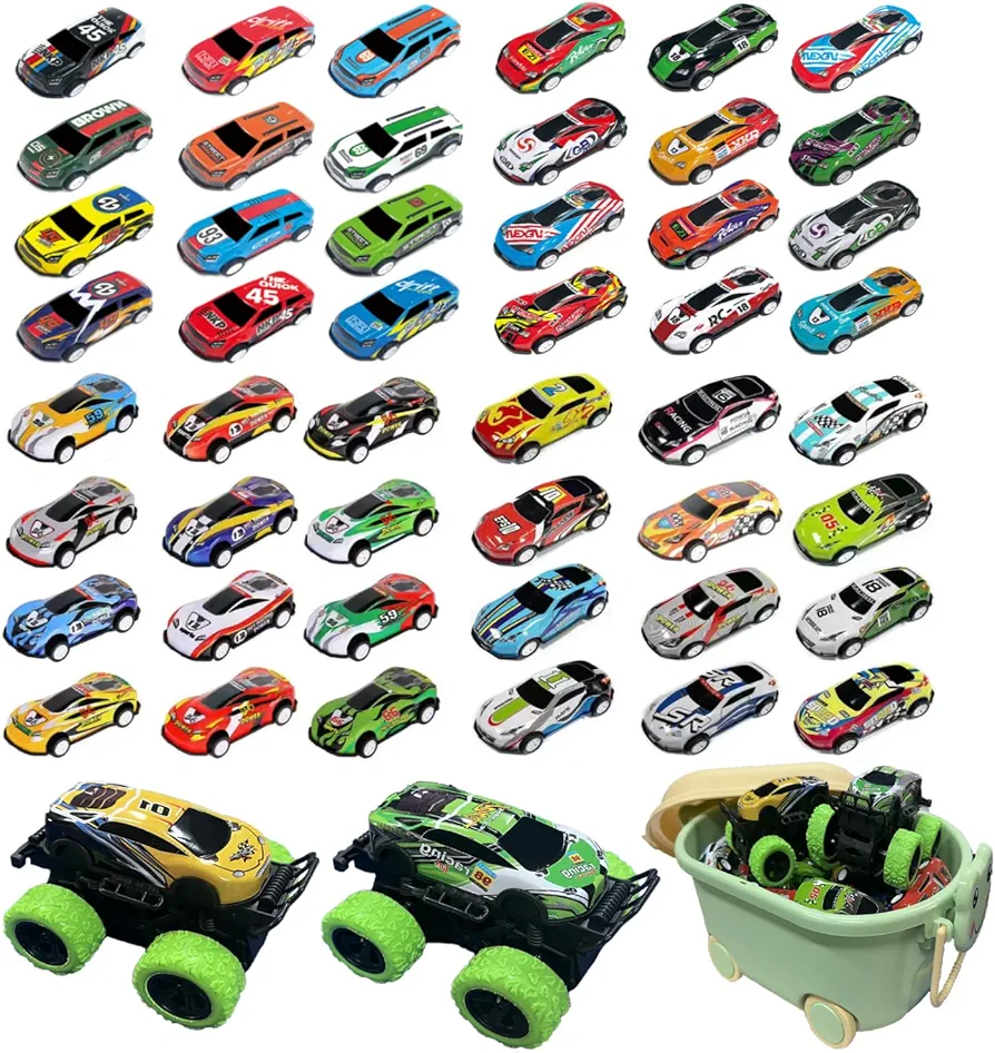 52 Mini Race Cars for Classroom Prizes, Party Favors for Kids Old, Bulk Small Pull Back Car Toys for Treasure Box, Mini Toys Cars for Kids