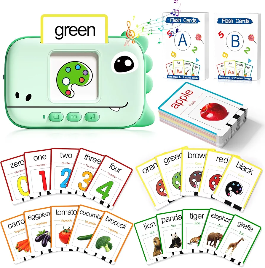 Talking Flash Cards for Toddlers 1-3 2-4, Learning Toys for 1-6 Year Old Boys and Girls,Autism Pocket Speech Therapy, Educational Montessori Toys with 160 Sight Words (Dinosaur Style)