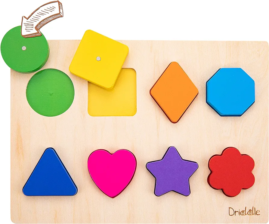 Magnetic Wooden Educational Shape Puzzle - Learn Colors & Shape Recognition Toy – Toddler Preschool Game – Kids Montessori Education