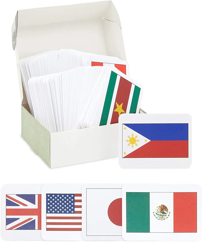 BLUE PANDA 205 Countries of The World Flags Flash Cards for Education - Kids Geography Country Flashcards with Continent and Capital (2.5 x 3.5 in)