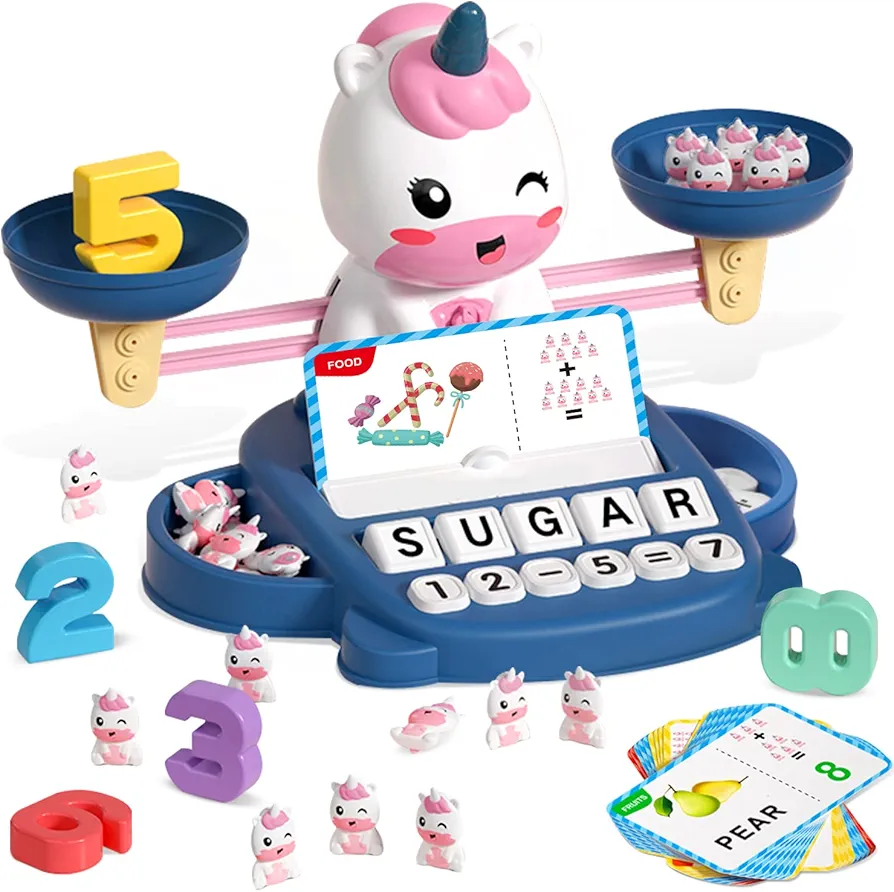 Unicorns Kindergarten Preschool Learning Activities Math Counting Matching Letter toys - Toddler Educational Toys for 3 4 5 6 7 Year Olds Girls Birthday Gift Games for Kids Ages 5-7 3-5