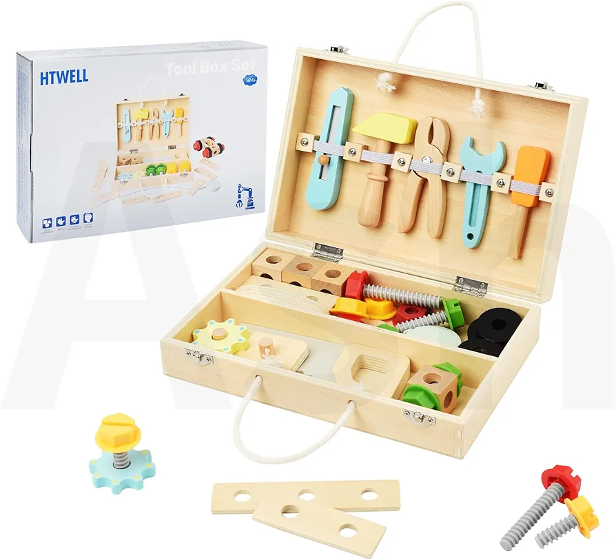 Kids Tool Set Wooden Tool Kit for Toddles with Toolbox Montessori Educational Toys for 2 3 4 5 Years Old Boys Girls Tool STEM Construction Toys for Toddler