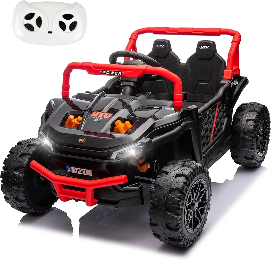 24V 5AH Ride On Car for Kids, Battery Powered Ride On Toys w/Remote Control, Kids Ride On UTV w/Music, Four Wheel Suspension, Lights, Bluetooth, Storage Trunk, Ride on Toys for Boys Girls, Red