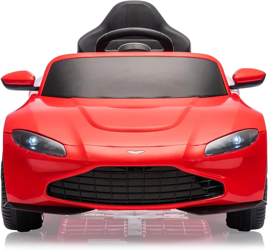 12V Ride on Sports Car for Kids Licensed Aston Martin Battery Powered Car Toddles Ride on Toy with Remote Control, Horn, Soft Start, LED Lights, Music, USB, Electric Vehicle for Boys Girls (Red)