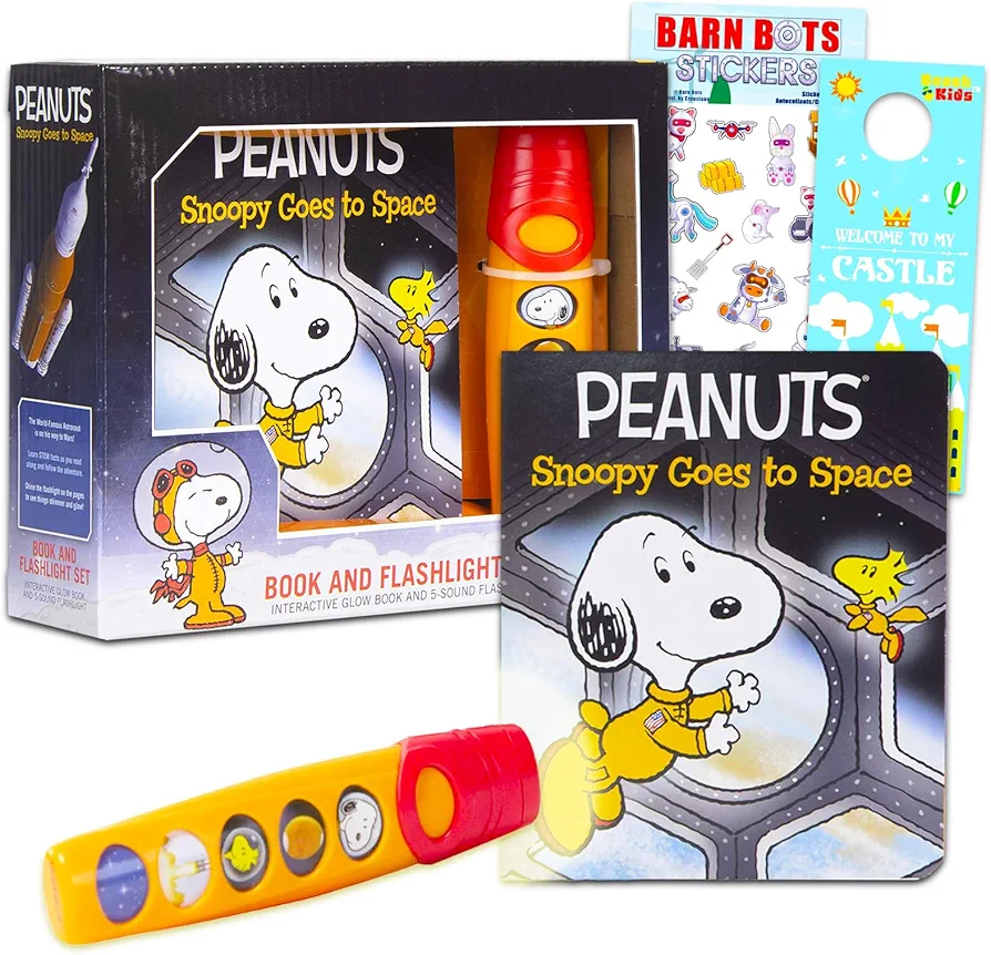 Snoopy Goes to Space Busy Books for Toddlers Bundle | Peanuts Interactive Sound Book Set with Snoopy Storybook, Flashlight, Stickers, & More | Peanuts Learning Skills Book for Boys, Girls