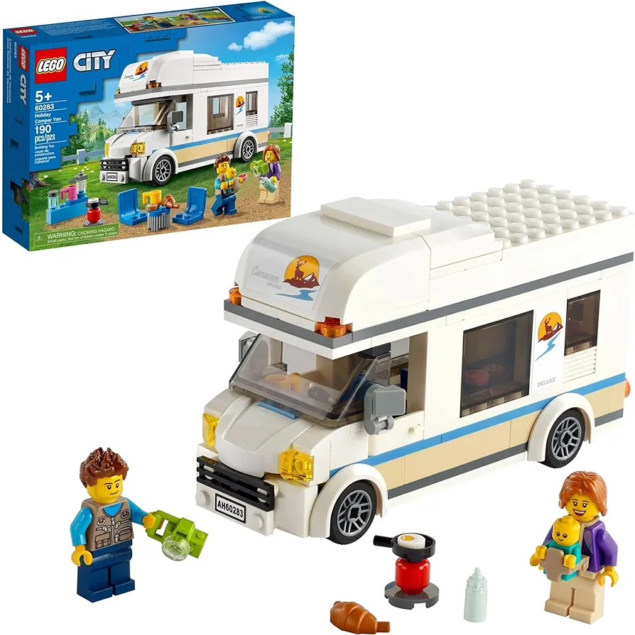 LEGO City Great Vehicles Holiday Camper Van 60283 Toy Car for Kids Ages 5 Plus Years Old, Caravan Motorhome, Gifts for Boys and Girls