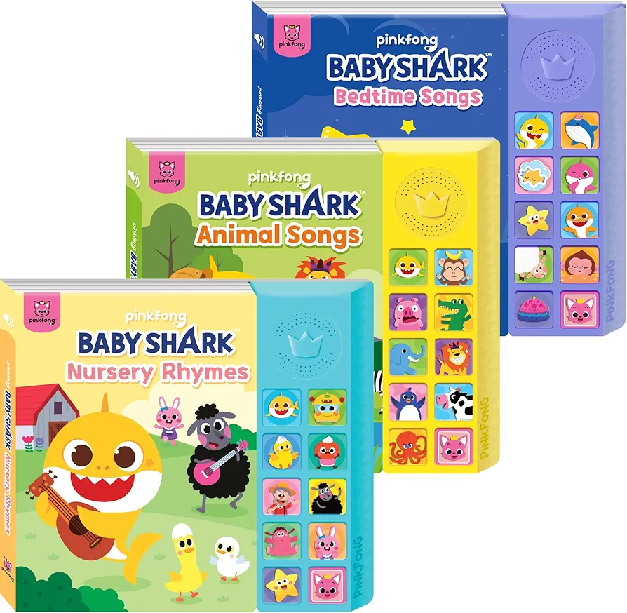 Pinkfong Baby Shark 10 Button Sound Book Gift Collection: Bedtime Songs, Nursery Rhymes, Animal Songs | Learning & Education Toys | Interactive Baby Books | Gifts for Boys & Girls