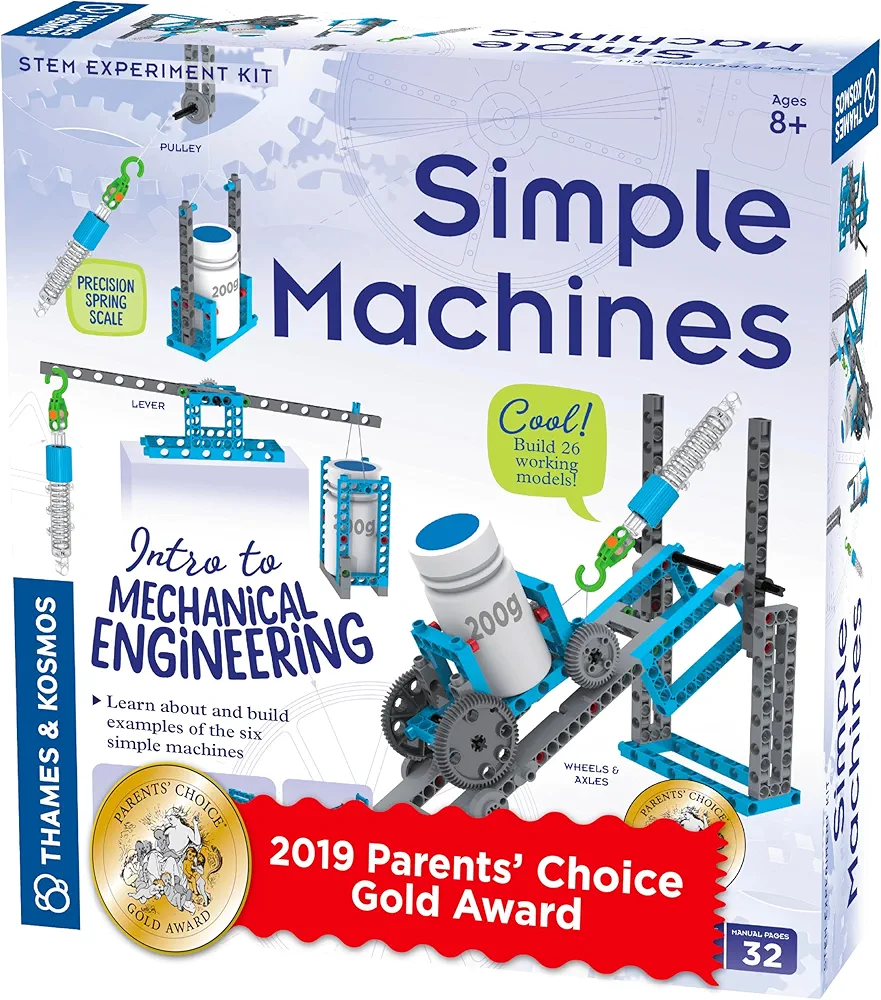 Thames & Kosmos Simple Machines Science Experiment & Model Building Kit, Introduction to Mechanical Physics, Build 26 Models to Investigate The 6 Classic Simple Machines