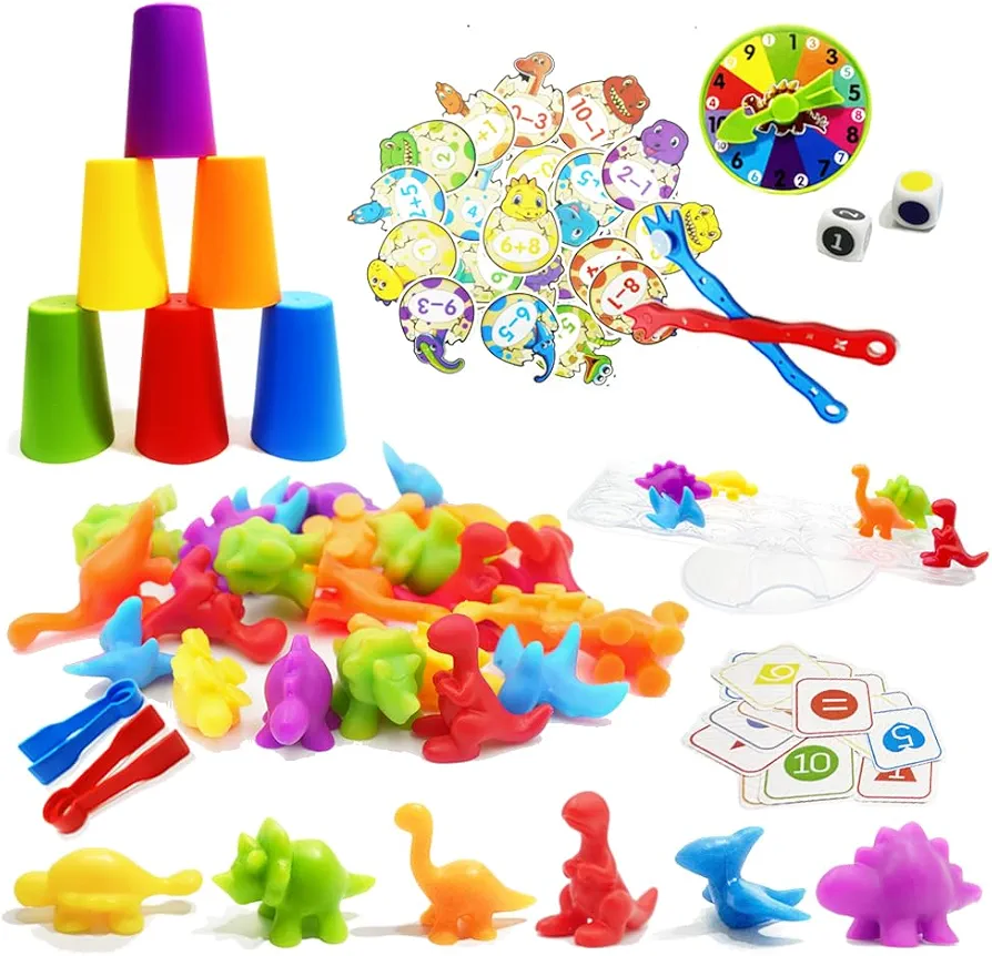 Counting Dinosaur Matching Games Color Sorting toys Kids educational toys Preschoolers dinosaur Balance Counting Preschool Learning Activities Manipulatives for Math Educational for Kids Aged 3+