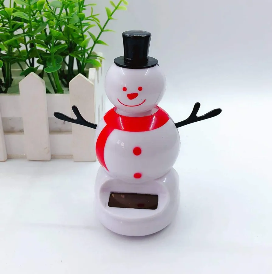 Solar Powered Toys Bobbling Dancing Toy Car Dashboard Decor Shaking Head Toys Snowman Elk Xmas Santa Nodding Solar Toys Auto Interior Car Decorations Office Desktop Home Ornament Kids Girl Toys Gift