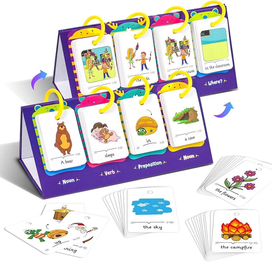 80Pcs Word Make Sentence Flash Cards for Kids,Basic Sentence Education Card for Toddler,Vocabulary and Sentence Drawing Cards,Table Flashcards Toy Teaching Manipulatives Learning Activity