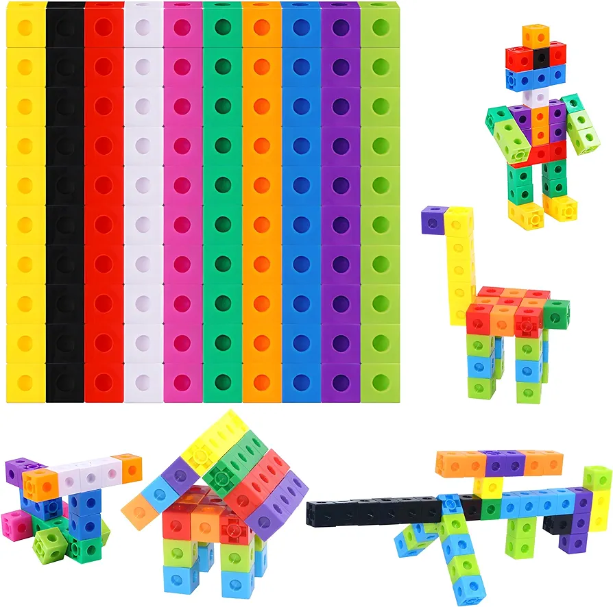 SpriteGru Math Linking Cubes, Set of 100 Math Cubes Manipulative Connecting and Counting Snap Blocks for Early Math and Construction, Educational Toy for Preschool, Kindergarten, Homeschool